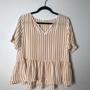Mittoshop blouse. Gold and white stripe. Size: Small